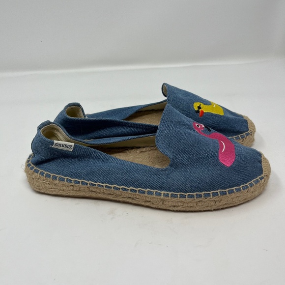 Soludos Mary Matson Flat Slip On Espadrilles Duck Flamingo Size 9 - Picture 3 of 7